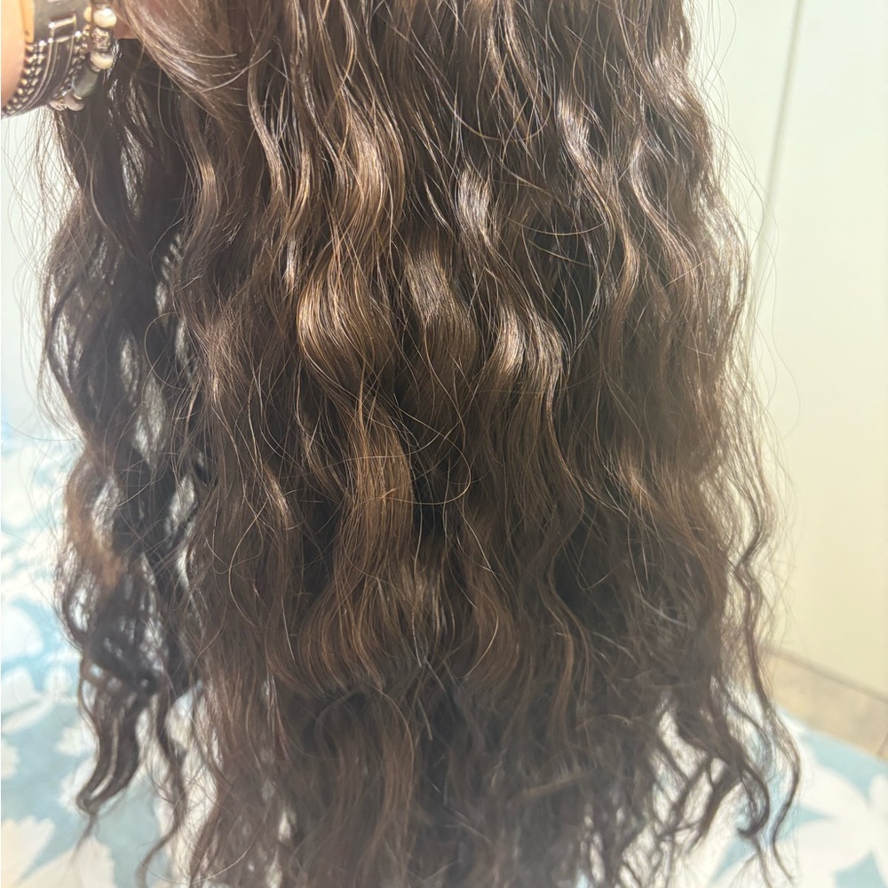 Brown Wavy Hair Topper with Natural Beachy Waves